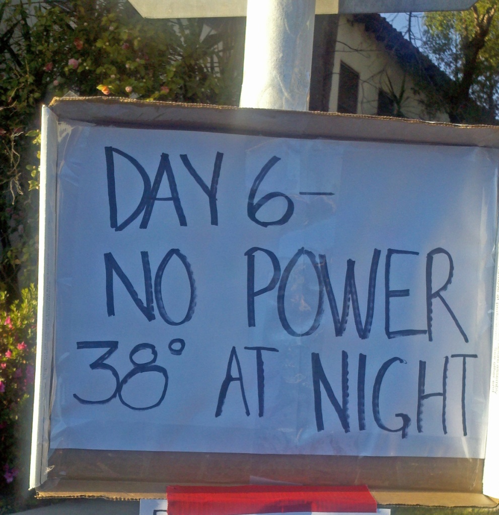South Pasadena resident Aizita Magana has been without power since last Wednesday night. She took this picture in her neighborhood.