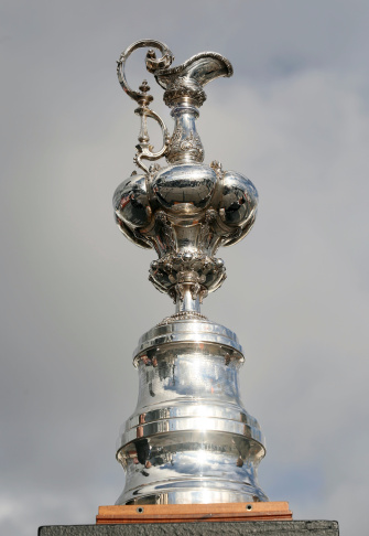 Yachting's America's Cup is displayed up