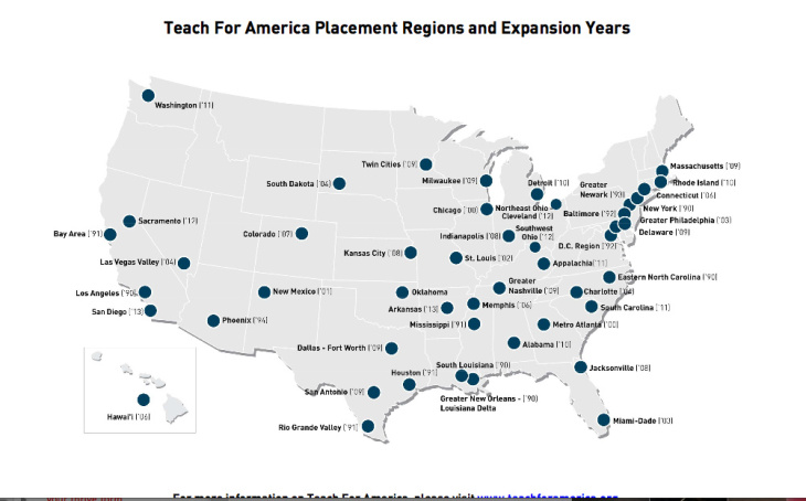 Teach for America map