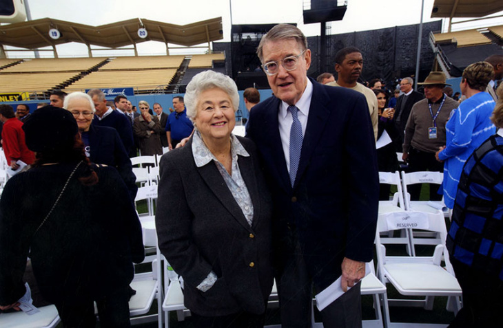 Roz Wyman and former Dodgers owner Peter O'Malley