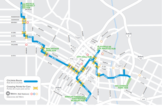 ciclavia map april 15 2012