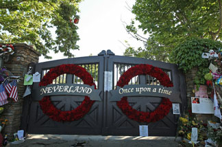 General view of the front gate at Neverland Ranch on July 8, 2009 in Los Olivos.