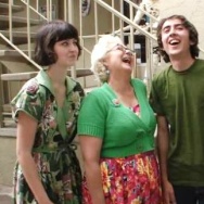 Daughter Lulu, wife Mimi Pond, son Woodrow, and Wayne White in a screengrab from the new documentary about Wayne, "Beauty is Embarassing."