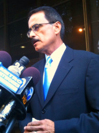 Los Angeles City Councilman Richard Alarcon speaks at a news conference announcing his indictment for voter fraud, August 4, 2010.