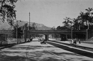 The Arroyo Seco Parkway at the Avenue 60 Bridge in Highland Park