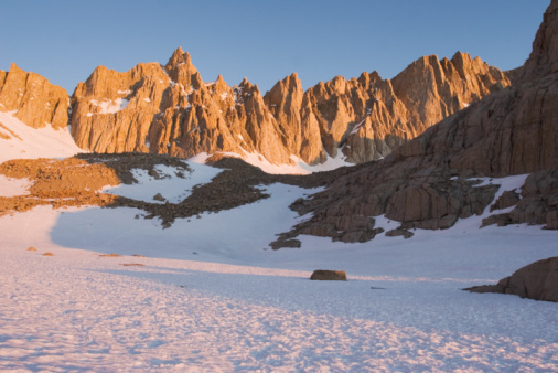 Mt, Whitney and eastern ramparts of High Sierra at sunrise