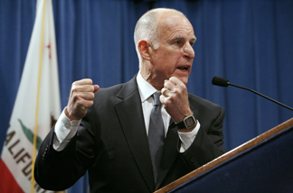 Gov. Jerry Brown outlines his revised budget proposal during a news conference at the Capitol in Sacramento, Calif., on Monday, May 16, 2011.