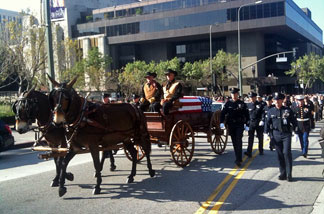 Cottle's casket in procession
