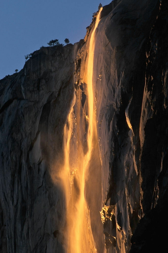 On very rare occasions, the light of a setting moon can create the same fiery effect as that of the setting sun.