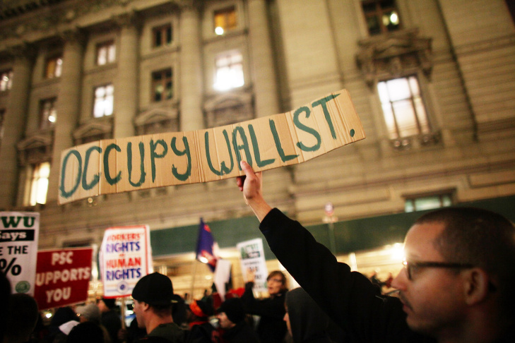Labor Union Protesters Marches To Zuccotti Park