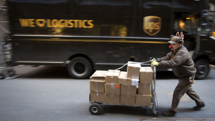 UPS delivery man Vinny Ambrosino was dressed for the holiday season on Tuesday as he delivered packages in New York City. Not all the things ordered for Christmas got to their destinations on time.