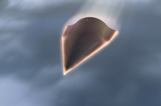 An artist's rendition of the Falcon Hypersonic Technology Vehicle 2 developed by the Defense Advanced Research Projects Agency. Contact was lost with the unmanned spacecraft shortly after it launched Thursday morning.