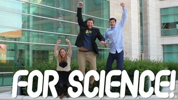 Car commercial? Nope. Jessica Richman, Zachary Apte (center) and William Ludington are looking to the crowd for money to fund uBiome, which will sequence the genetic code of microbes that live on and inside humans.