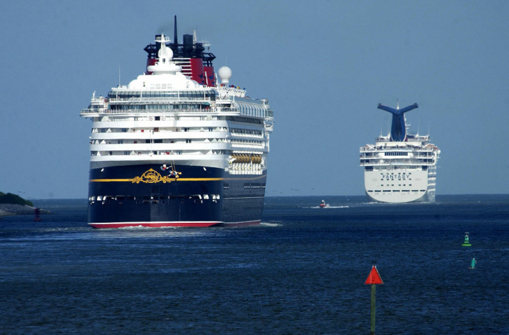 Cruise ships Disney's Wonder (L) and Car