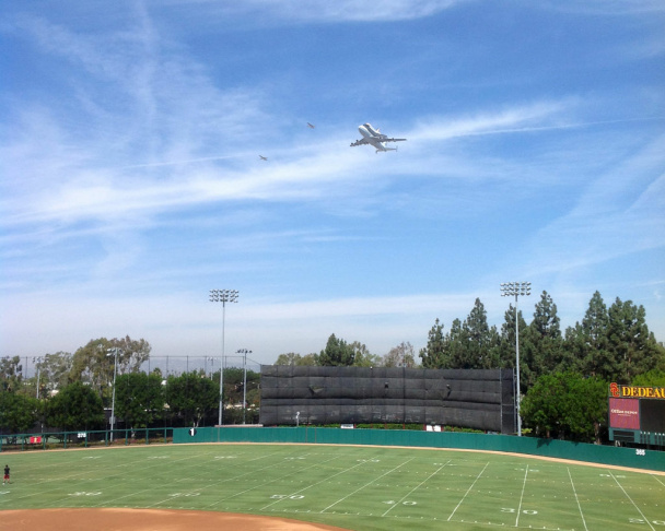 Endeavour over USC Dedeaux Field