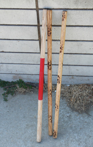 An eskrima stick is typically made of rattan and measures between two and three feet in length