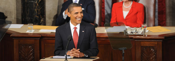 President Barack Obama addresses a joint session of Congress on his embattled healthcare reform plan September 9, 2009 at the US Capitol in Washington, D.C.