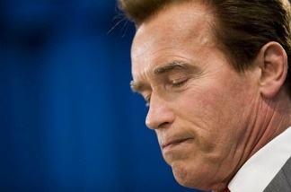 Former California Governor Arnold Schwarzenegger at a press conference on July 24, 2009 in Sacramento, California.