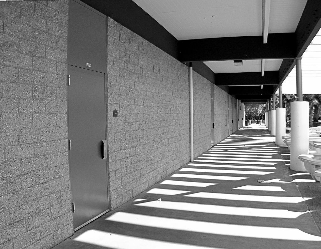 A hallway in University High School, Irvine. The DA says the alleged arsons and threats of murder were directed at the school, where the man's son went to school.