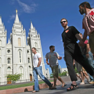 Gay Activists Gather At Mormon Temple For "Kiss In"