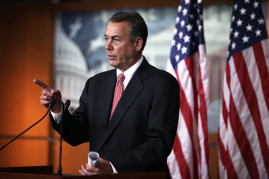 Boehner Holds Press Briefing At The Capitol