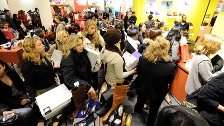 Black Friday at Macy's in Manhattan: Shoppers lined up.