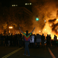 The Occupy Oakland protesters set a fire