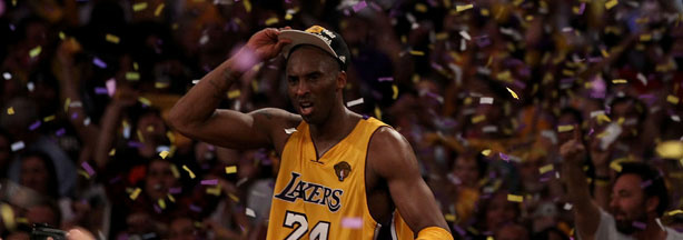 Kobe Bryant #24 of the Los Angeles Lakers celebrates after the Lakers defeated the Boston Celtics in Game Seven of the 2010 NBA Finals at Staples Center on June 17, 2010 in Los Angeles, California.