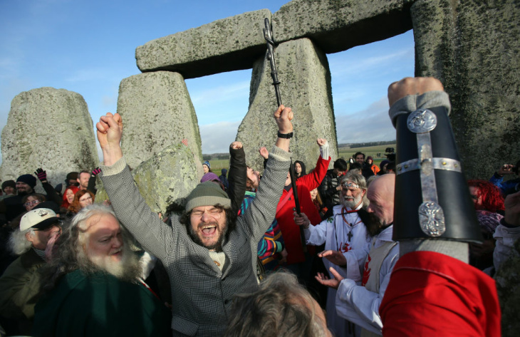 Druids Celebrate Winter Solstice At Stonehenge
