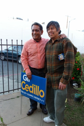 Gil Cedillo meets a voter