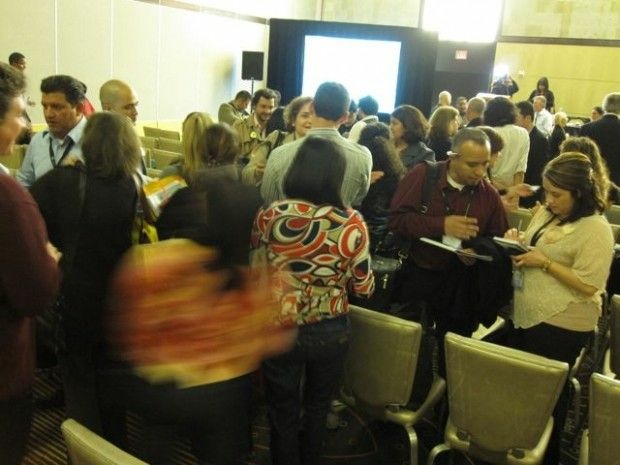 Schmooze-fest: A "speed dating" session between Latino bloggers and corporate sponsors, April 7, 2011