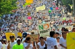 An anti-HB 87 protest in Atlanta, Georgia, July 2011