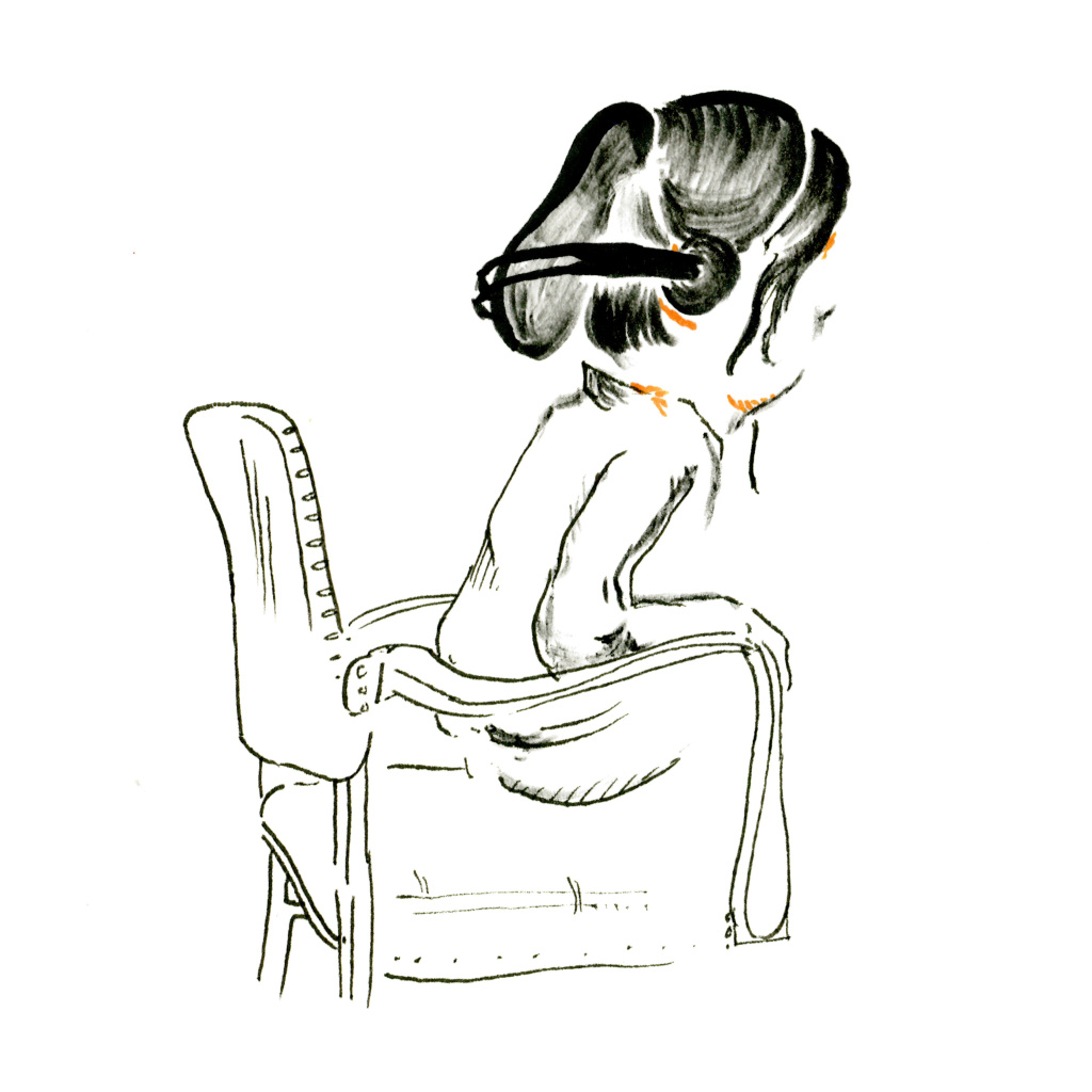 A sketch of a teen girl who appeared in immigration court in Los Angeles, in the summer of 2014. No translator could be provided to speak her preferred language.