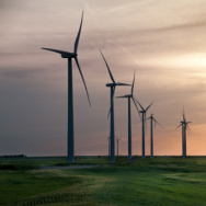 Wind turbines on Oklahoma wheat field