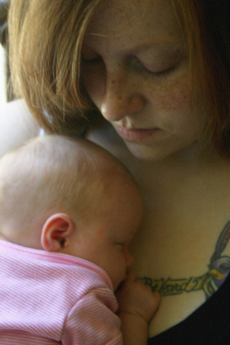 Mother with her newborn baby