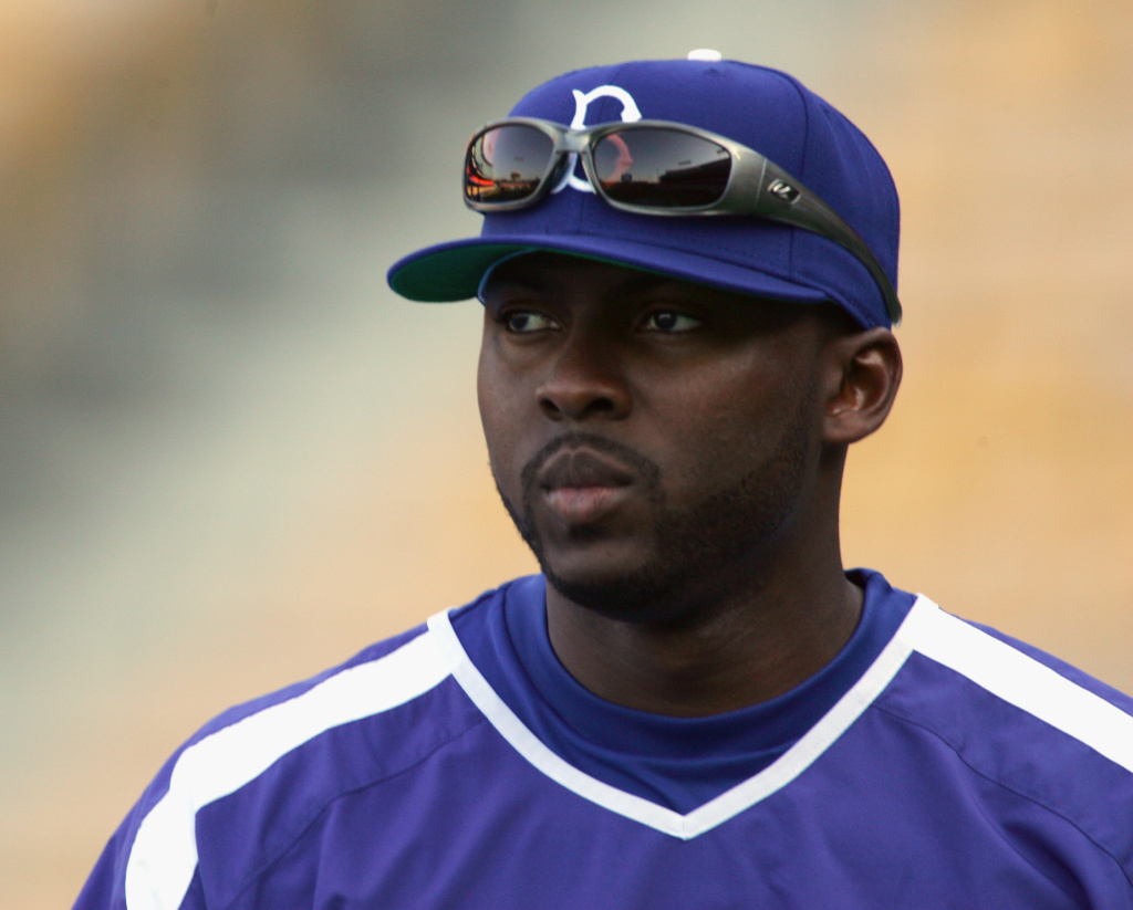 Former Los Angeles Dodger Milton Bradley was convicted Monday of nine misdemeanor counts, including assault with a deadly weapon and spousal battery. (Photo by Lisa Blumenfeld/Getty Images)