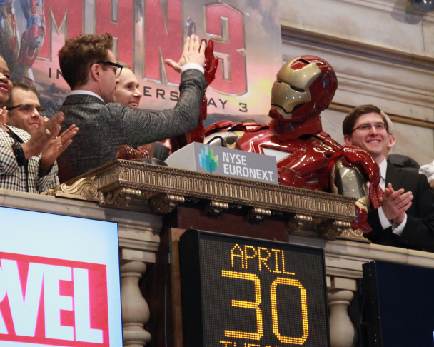 Robert Downey Jr. Rings The NYSE Opening Bell In Celebration Of "Iron Man 3"