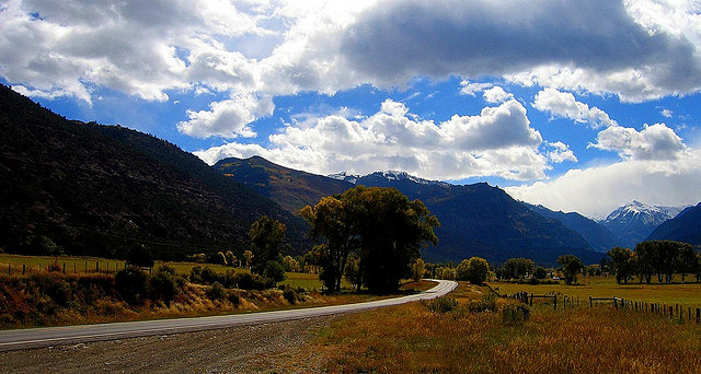 View toward the San Juan Mountains, just outside Ouray, Colorado.