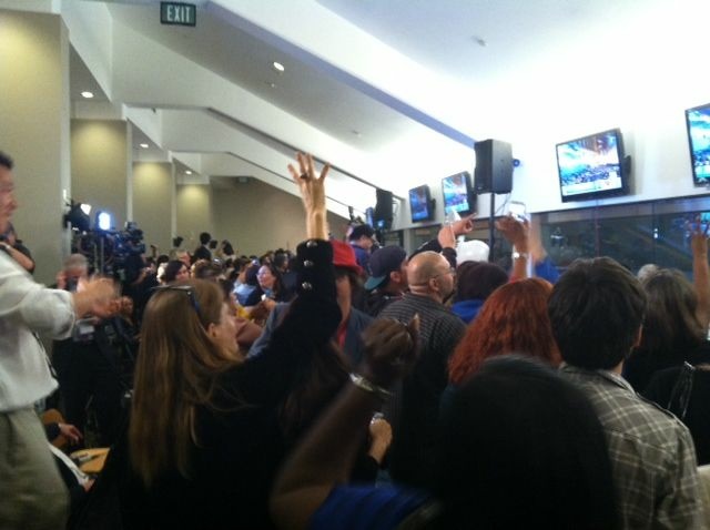 Members of the L.A. Democratic Party and the County Federation of Labor at the Stadium Club in Dodger Stadium, celebrating President Barack Obama's re-election.