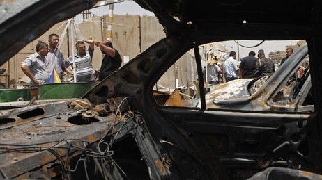 In Baghdad's Sadr City district, the view through a vehicle that was destroyed in one of the July 23, 2012 attacks.