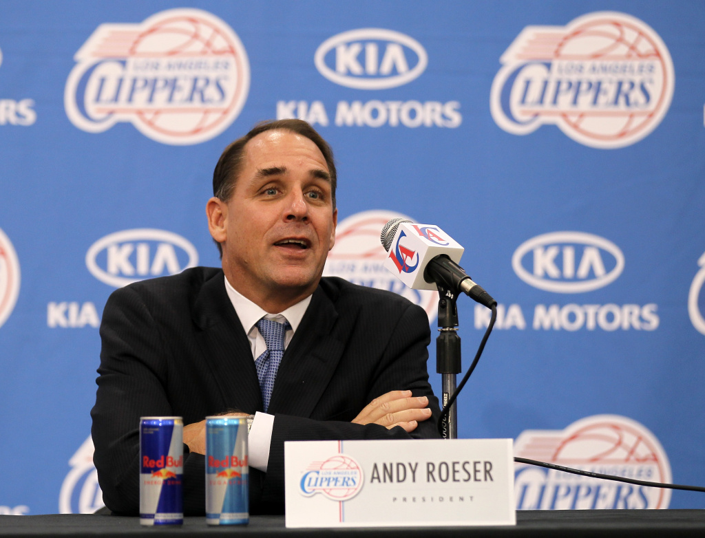 Team president Andy Roeser speaks at a press conference introducing Chris Paul as a member of the Los Angeles Clippers on Dec. 15, 2011 at the Los Angeles Clippers Training Center in Playa Vista, California.