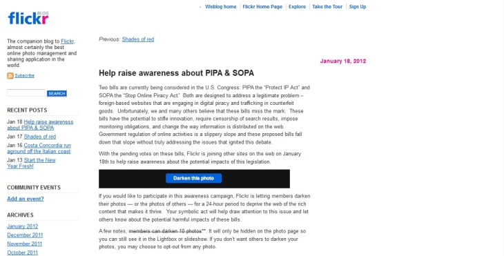 SOPA/PIPA Protest, Flickr