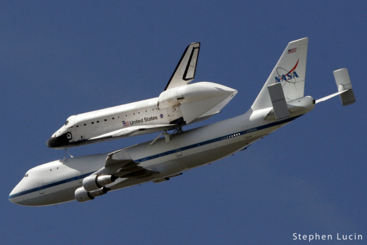 Photo from Mulholland Drive as Shuttle Endeavour soared over Universal City. 