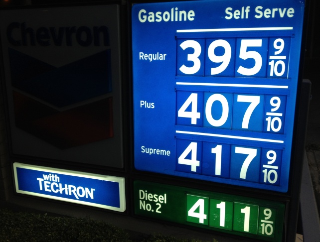 Gas prices Newport Beach, Calif. April 29, 2013