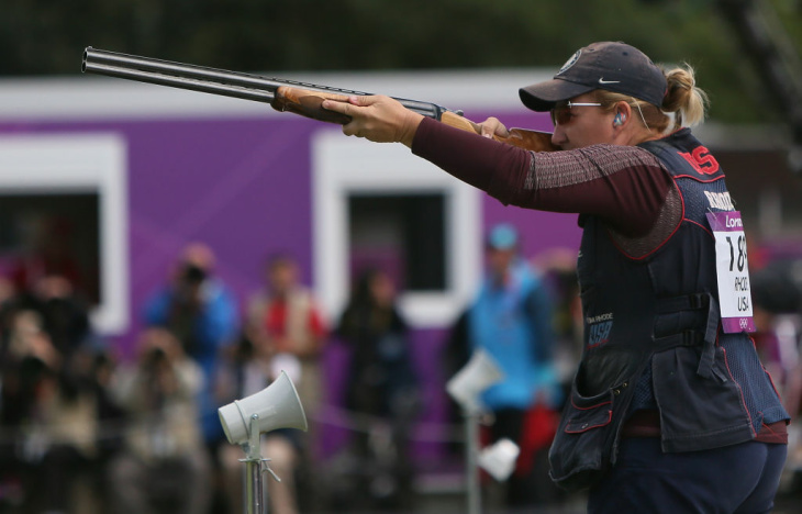 Gold medalist US' Kimberly Rhode compete