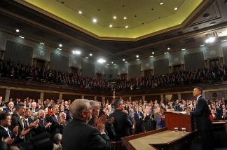 Members of Congress and the administration stand inside the US House of Representatives as President Barack Obama prepares to deliver his State of the Union speech on January 27, 2010. House Republican support played a part in the reauthorization of the Violence Against Women Act yesterday, and will be critical to passing immigration reform.