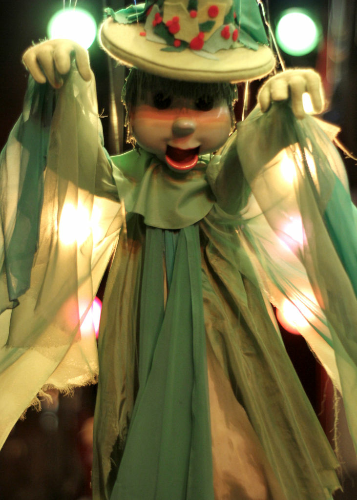 Witch puppet from "Bob Baker's Halloween Hoop-Dee-Do" at the famous downtown Los Angeles marionette theater.