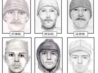 A few sketches of what the Teardrop Rapist has been described as from different assaults over the last decade.