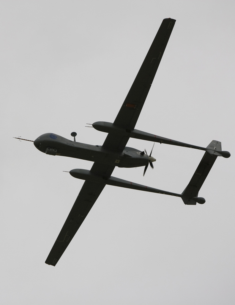 An Israeli Air Force Heron TP surveillance drone, known as the IAI (Israel Aerospace Industries).