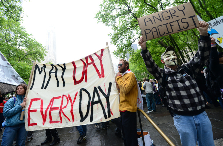 Occupy Wall Street partcipants gather to